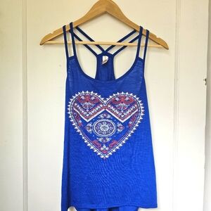 Lightweight red, white, blue heart tank (M)